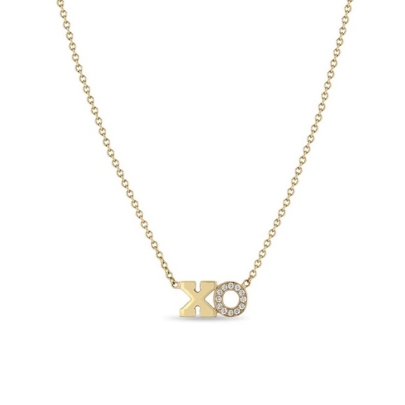 Zoe chicco XO necklace 14k yellow gold white pave diamonds - Picture 2 of 7